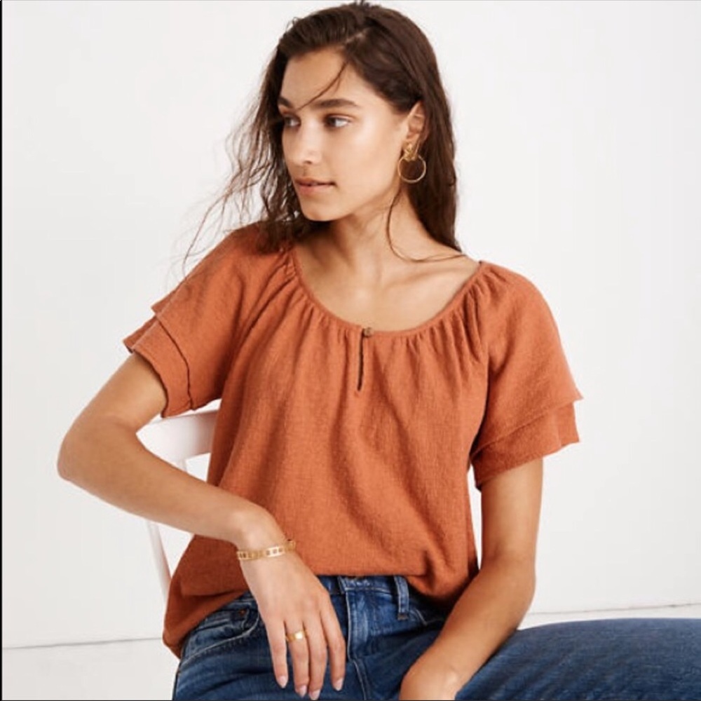 Madewell Texture & Thread Tiered Sleeve Top